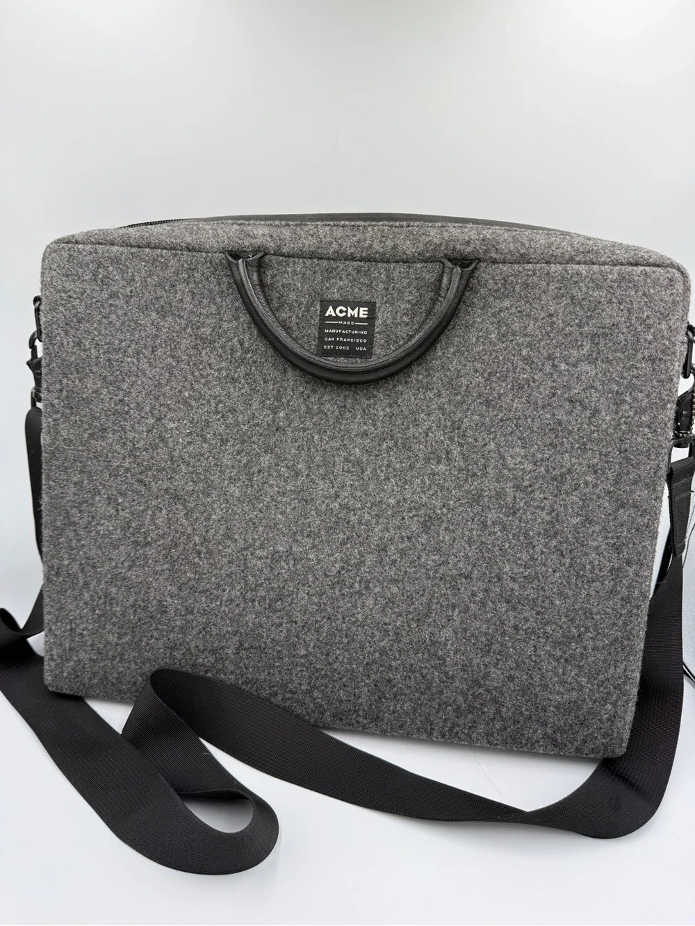 ACME Charcoal Felt Laptop Brief with Adjustable Strap